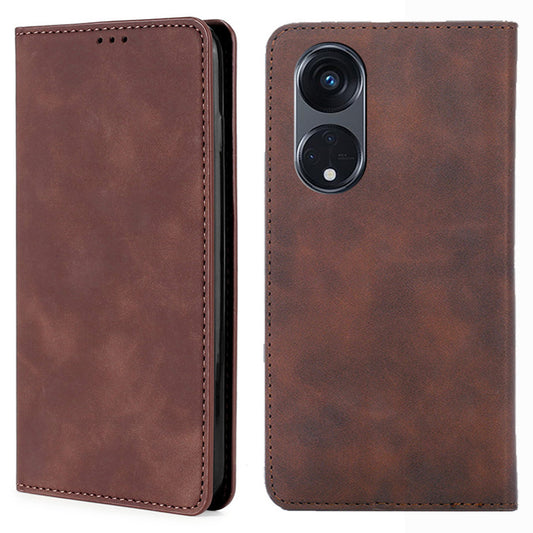 For Oppo Reno8 T 5G / A1 Pro 5G Card Holder PU Leather Flip Case Stand Skin-touch Phone Cover