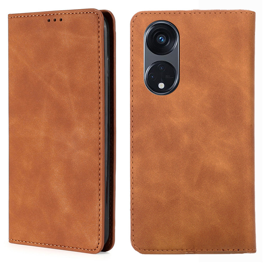 For Oppo Reno8 T 5G / A1 Pro 5G Card Holder PU Leather Flip Case Stand Skin-touch Phone Cover