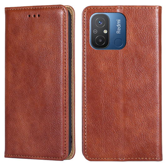 For Xiaomi Redmi 12C 4G PU Leather Wallet Stand Case Magnetic Closing Anti-drop Phone Cover