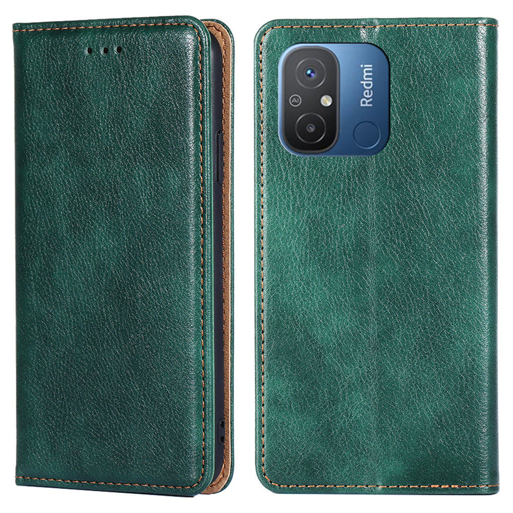 For Xiaomi Redmi 12C 4G PU Leather Wallet Stand Case Magnetic Closing Anti-drop Phone Cover