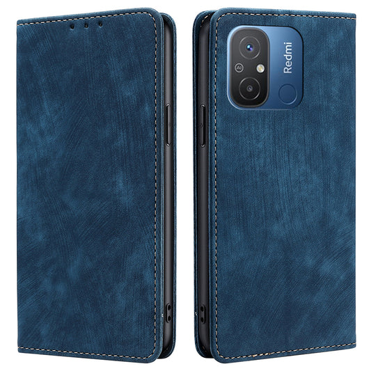 For Xiaomi Redmi 12C 4G RFID Blocking Protective Cover Magnetic Leather Wallet Phone Stand Case