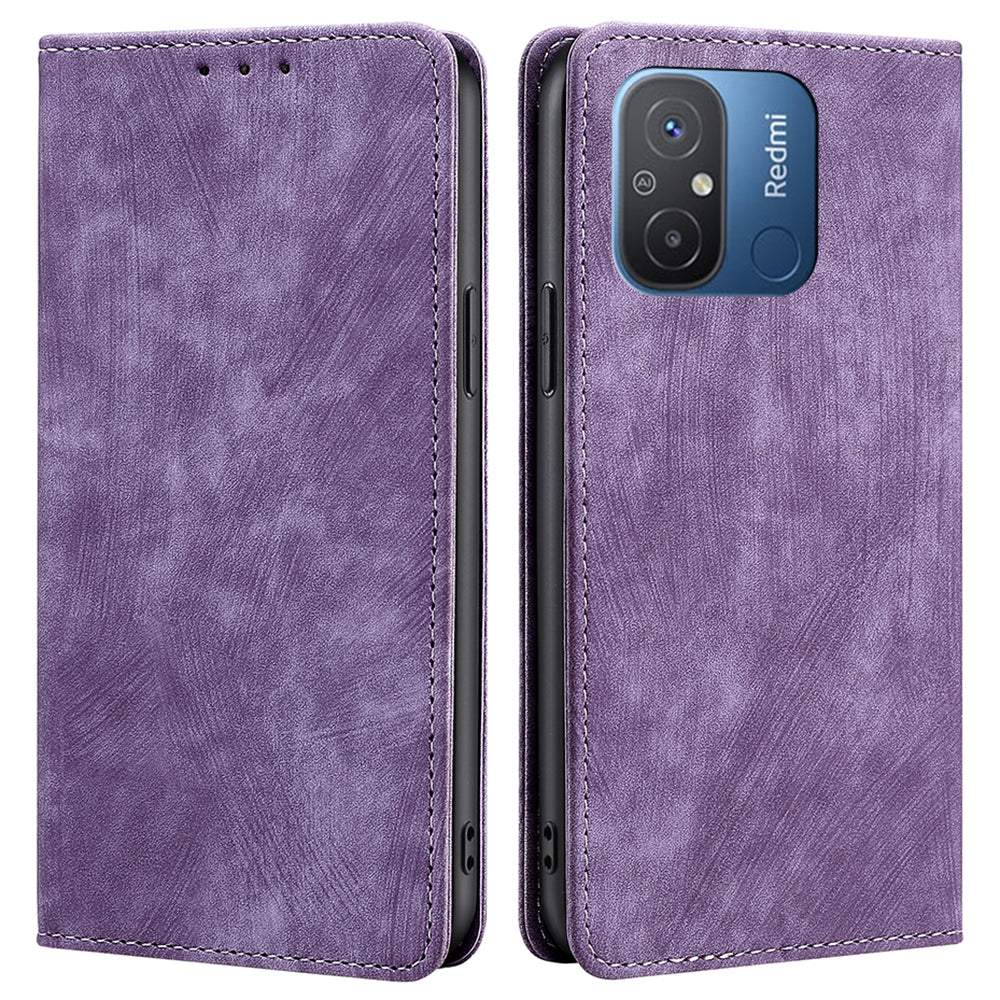For Xiaomi Redmi 12C 4G RFID Blocking Protective Cover Magnetic Leather Wallet Phone Stand Case