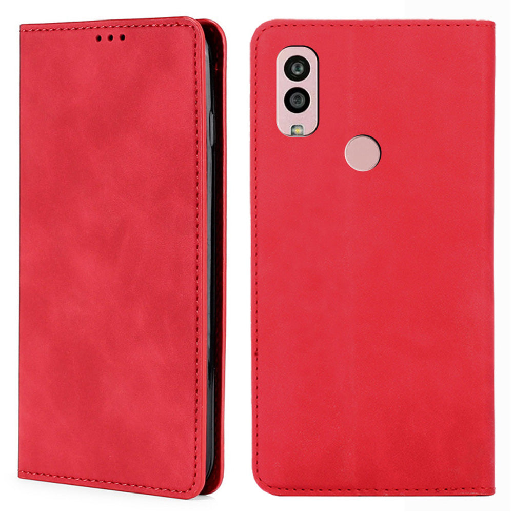 For Kyocera Android One S10 Card Holder Flip Case PU Leather Skin-touch Phone Stand Cover