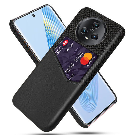 For Honor Magic5 Anti-scratch Phone Case with Card Slot Cloth Texture PU Leather+PC Shell