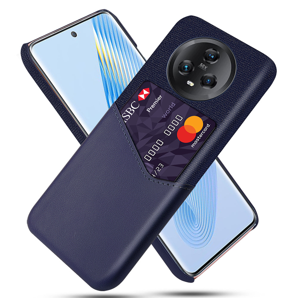 For Honor Magic5 Anti-scratch Phone Case with Card Slot Cloth Texture PU Leather+PC Shell