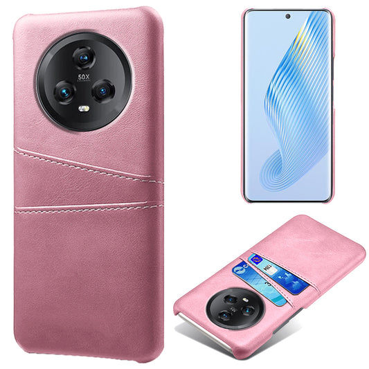 For Honor Magic5 5G Dual Card Slots Phone Case Leather Coated PC Drop-proof Cover