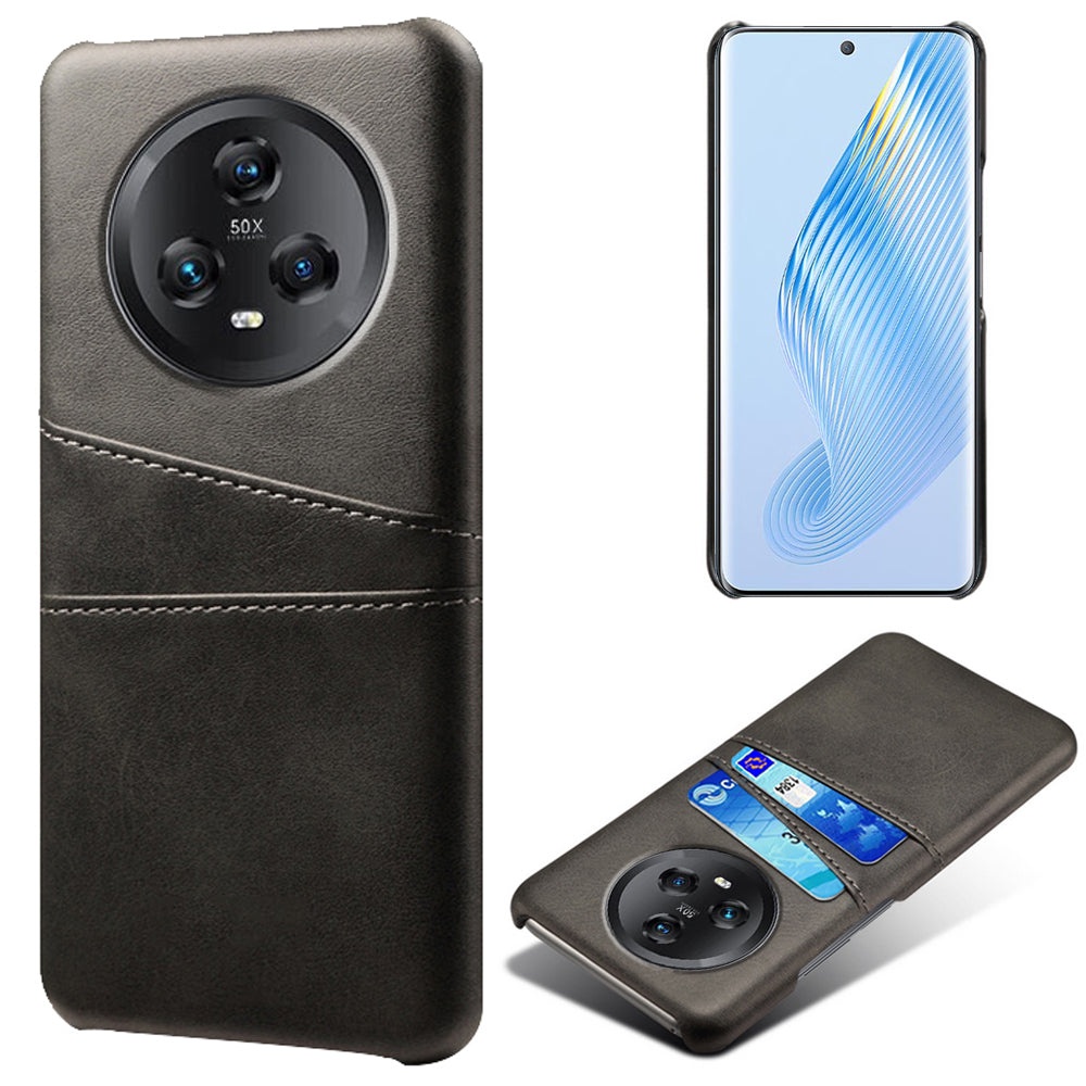 For Honor Magic5 5G Dual Card Slots Phone Case Leather Coated PC Drop-proof Cover