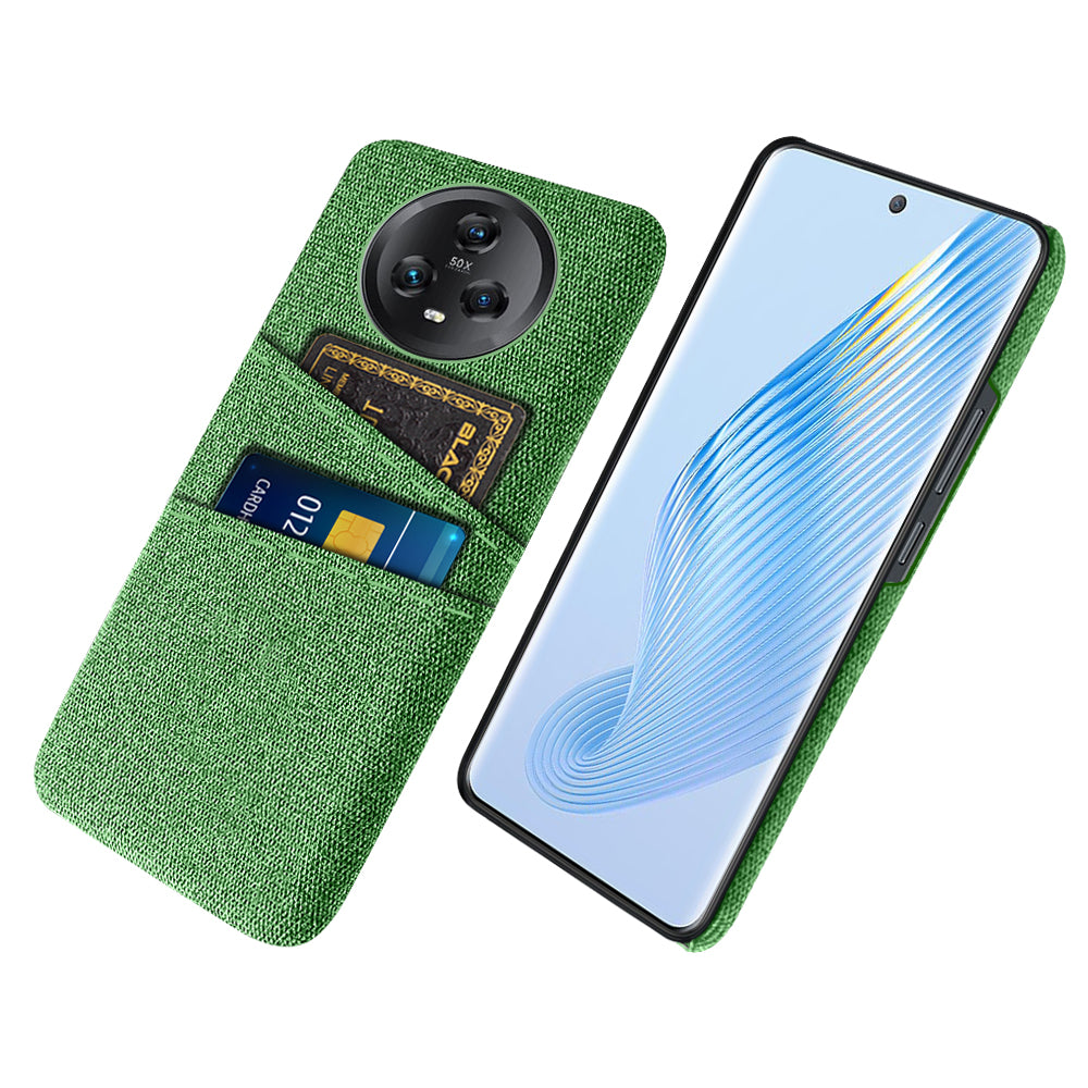 Dual Card Slots Phone Case for Honor Magic5 , Cloth Texture Hard PC Protective Phone Cover