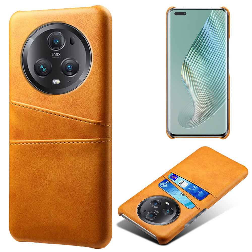 For Honor Magic5 Pro 5G Anti-scratch Phone Case Double Card Slots Leather Coated PC Cover