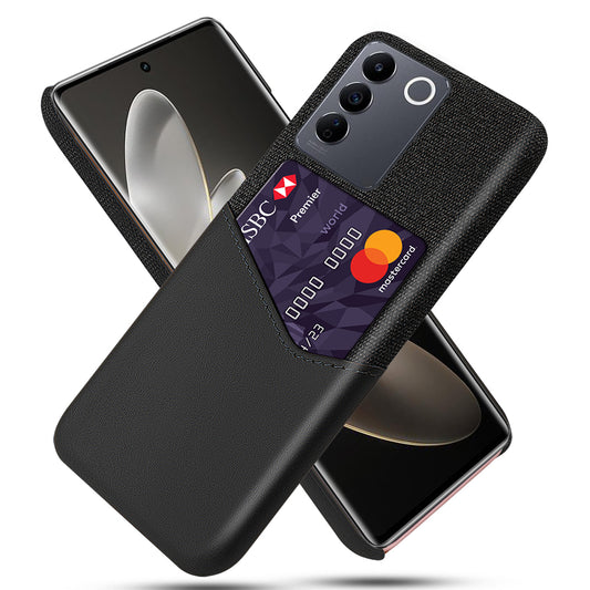 For vivo S16e 5G Cloth Texture Phone Case PU Leather+PC Protective Back Shell with Card Slot