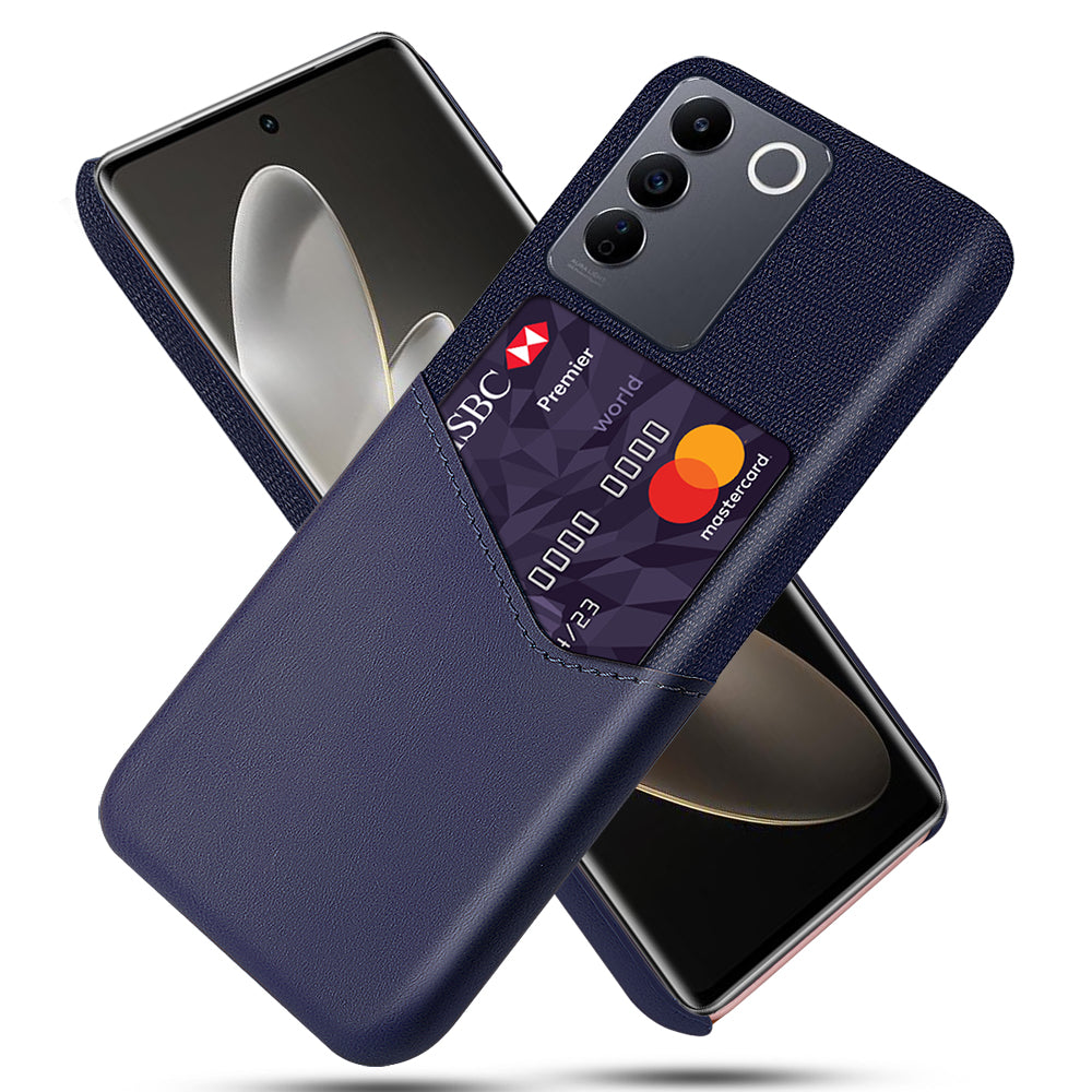 For vivo S16e 5G Cloth Texture Phone Case PU Leather+PC Protective Back Shell with Card Slot