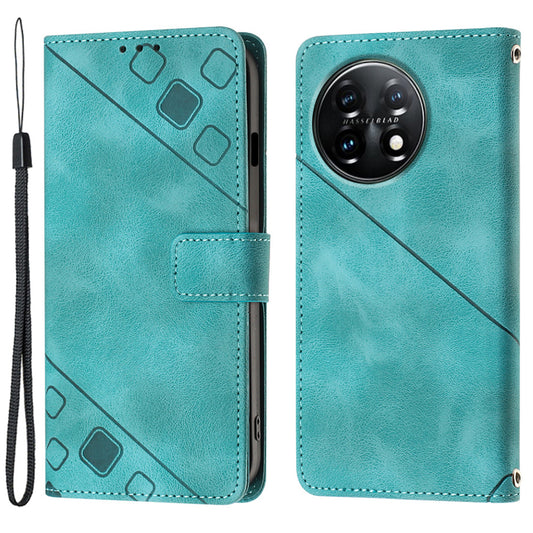 PT005 YB Imprinting Series-6 Leather Case for OnePlus 11 5G Wallet Stand Protective Phone Cover