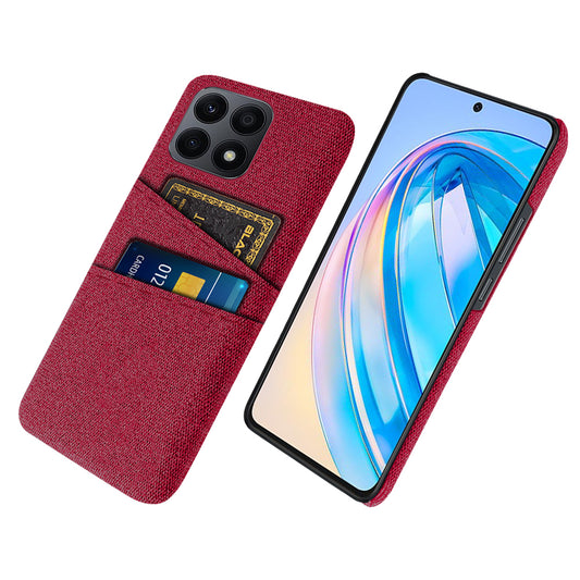 Dual Card Slots Hard PC Phone Case for Honor X8a 4G , Cloth Texture Protective Phone Cover