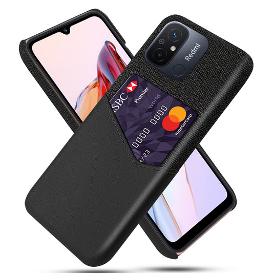 For Xiaomi Redmi 12C 4G PU Leather+PC Protective Back Shell Card Slot Cloth Texture Phone Case