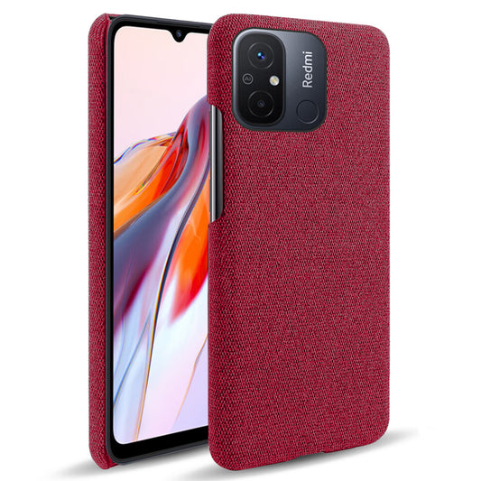 Cellphone Case for Xiaomi Redmi 12C 4G Solid Color Anti-scratch Hard PC+Cloth Phone Back Cover