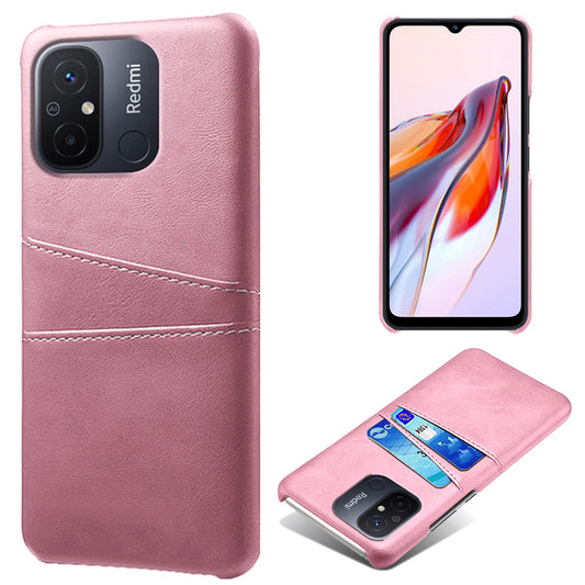 For Xiaomi Redmi 12C 4G Leather Coated PC Phone Case Dual Card Slots Smartphone Cover