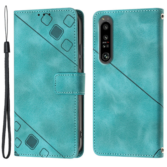 PT005 YB Imprinting Series-6 for Sony Xperia 1 IV 5G Stand Phone Cover Wallet PU Leather Phone Case