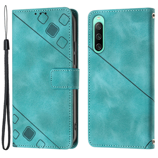 PT005 YB Imprinting Series-6 for Sony Xperia 10 IV 5G Leather Phone Case Cell Phone Cover with Wallet Stand