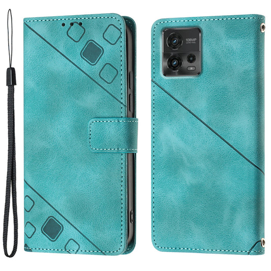 PT005 YB Imprinting Series-6 for Motorola Moto G72 4G Anti-drop Phone Cover Wallet Flip Leather Phone Case Stand