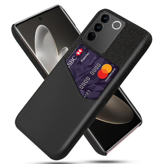 For vivo S16 / S16 Pro Cloth Texture Anti-Scratch Phone Case PU Leather + PC Card Holder Cellphone Cover