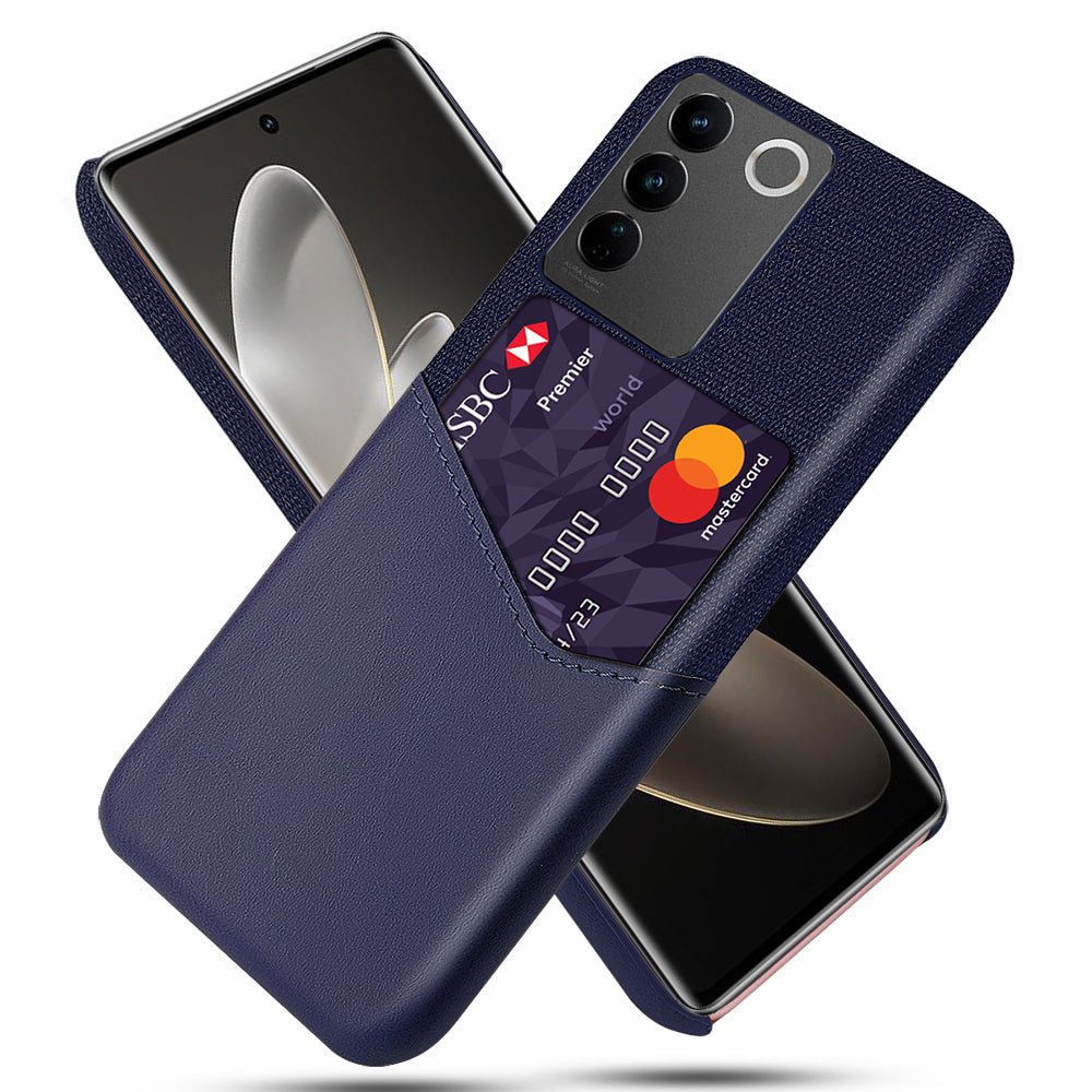 For vivo S16 / S16 Pro Cloth Texture Anti-Scratch Phone Case PU Leather + PC Card Holder Cellphone Cover