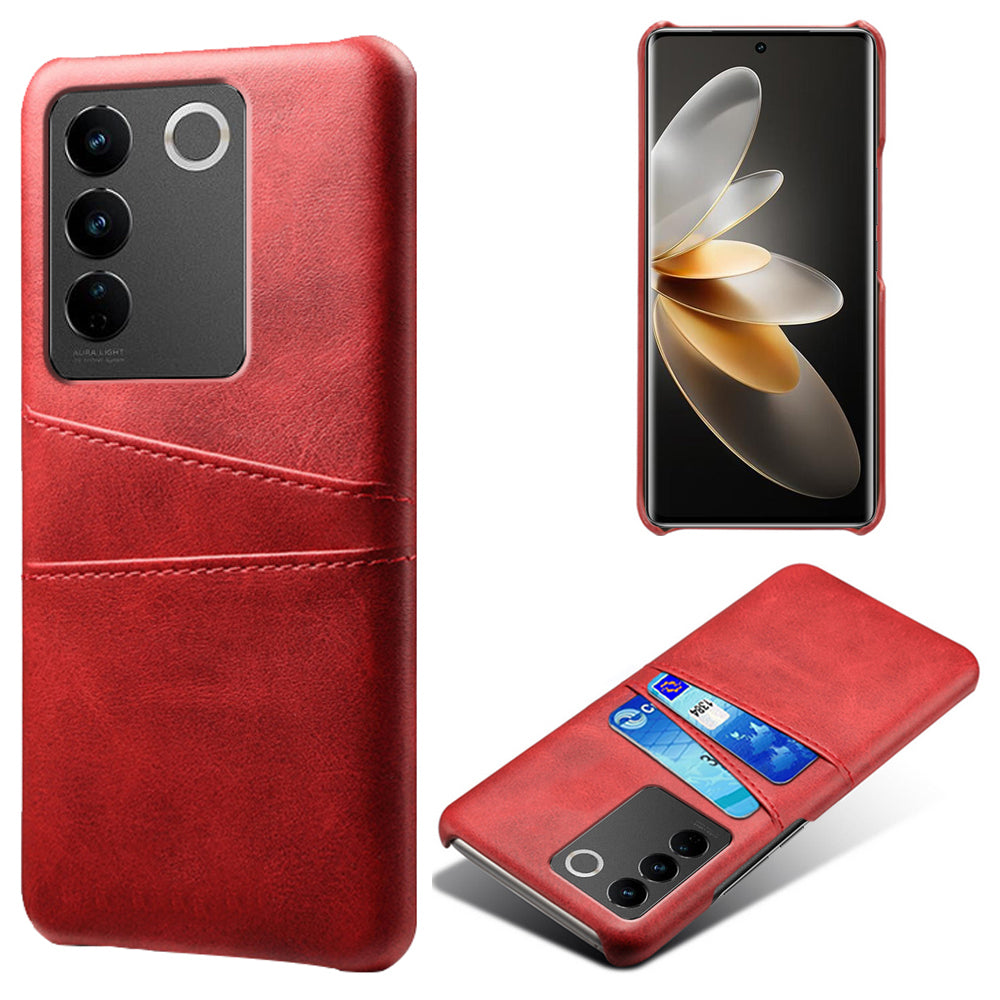 For vivo S16 / S16 Pro Anti-drop Phone Case Double Card Slots Leather Coated PC Cover