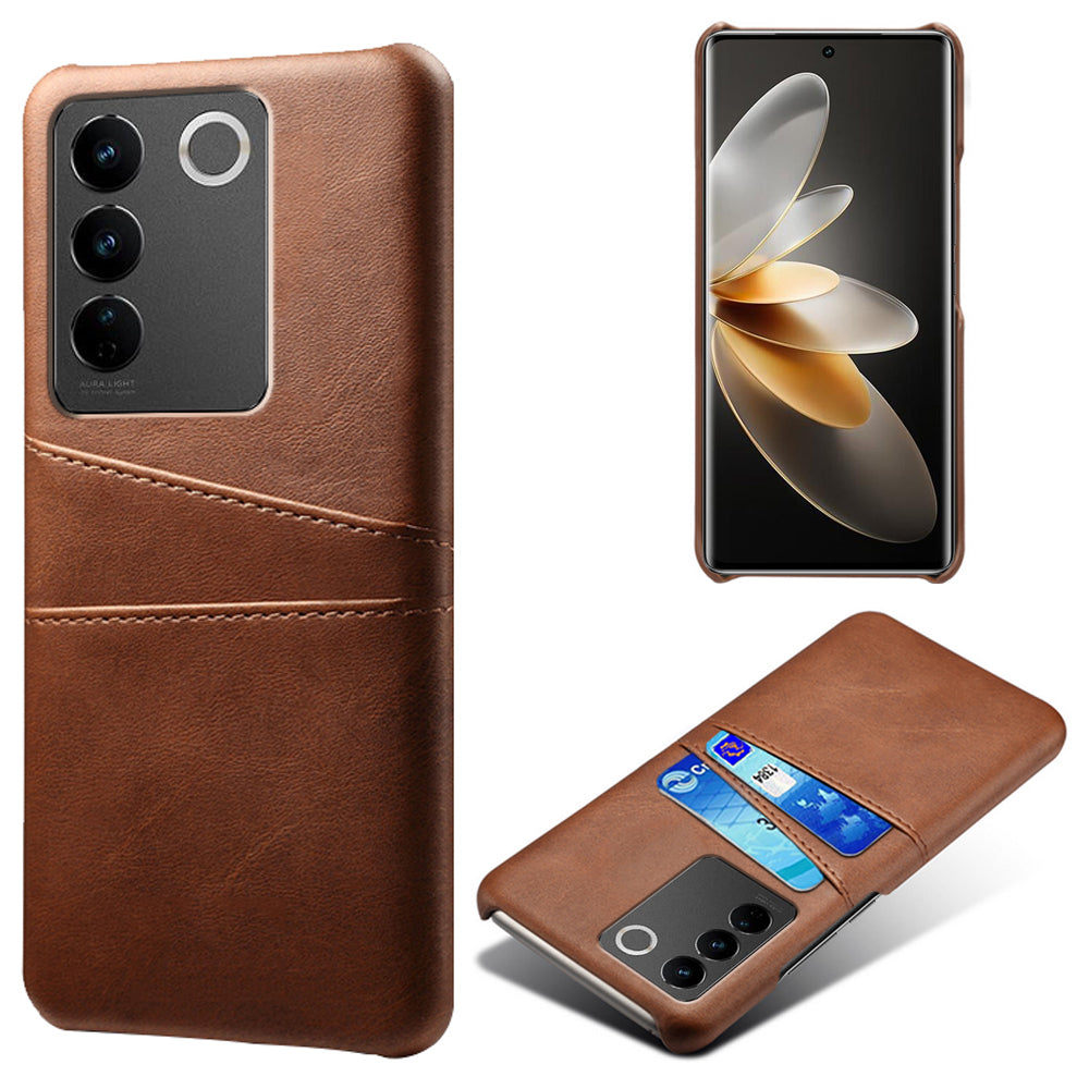 For vivo S16 / S16 Pro Anti-drop Phone Case Double Card Slots Leather Coated PC Cover