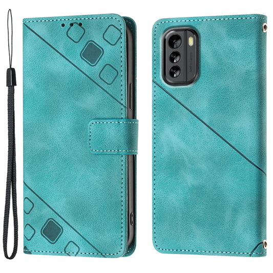 PT005 YB Imprinting Series-6 Cell Phone Cover for Nokia G60 5G Stand Wallet Leather Skin-friendly Phone Case
