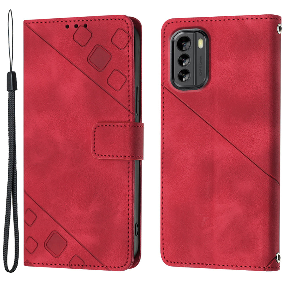 PT005 YB Imprinting Series-6 Cell Phone Cover for Nokia G60 5G Stand Wallet Leather Skin-friendly Phone Case
