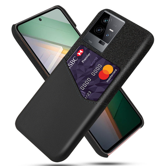 For vivo iQOO 11 5G PU Leather + PC Card Slot Case Cloth Texture Soft Touch Phone Cover