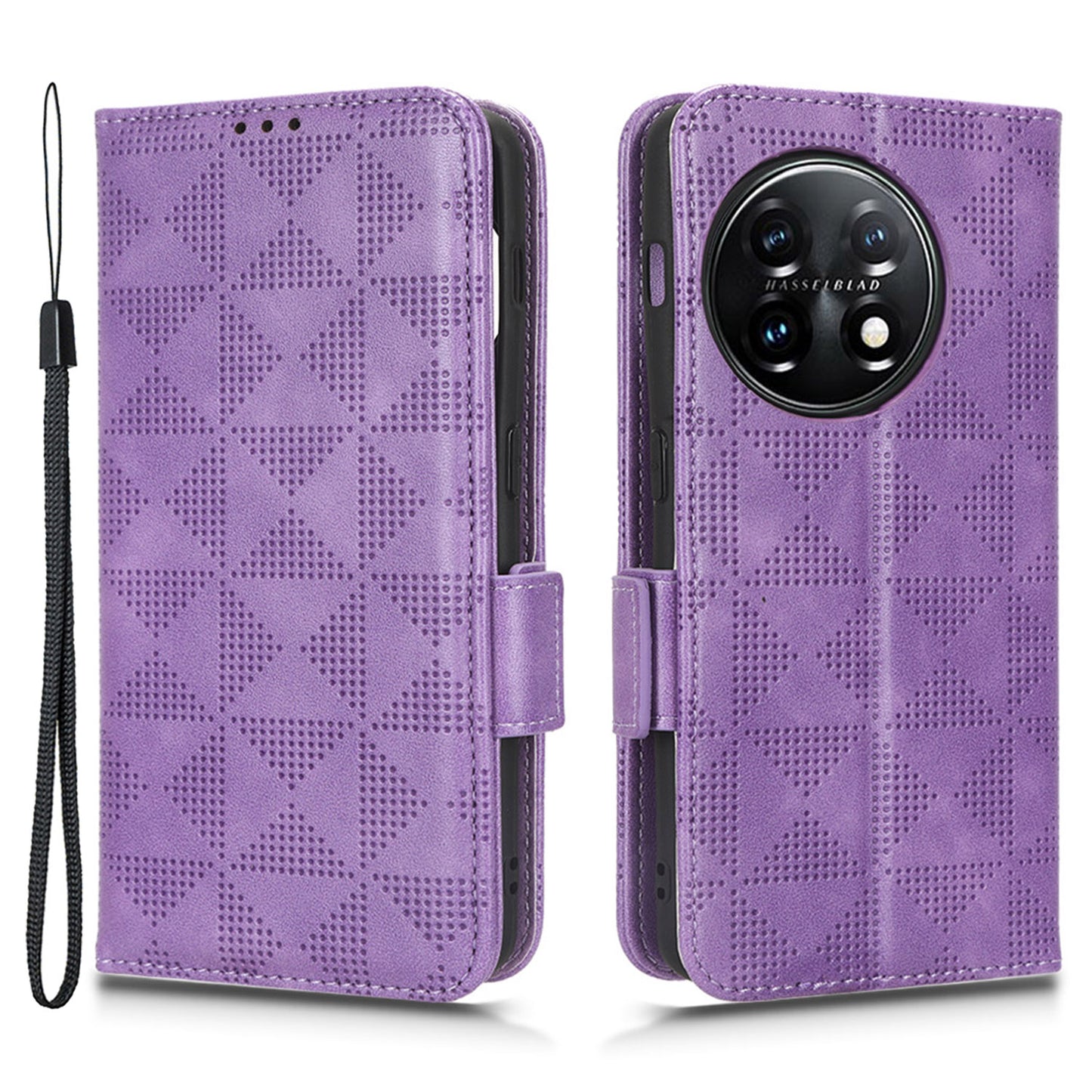 Flip Leather Phone Cover For OnePlus Ace 2 5G / 11R 5G , Wallet Stand Imprinted Triangle Pattern Phone Case