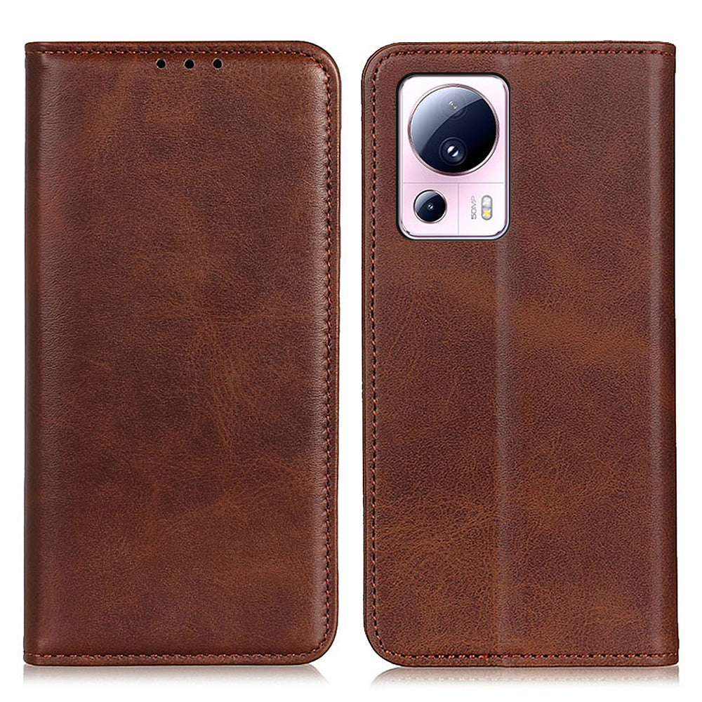 Split Leather Phone Case for Xiaomi 13 Lite / Civi 2 5G , Wallet Stand Full Protection Cell Phone Cover