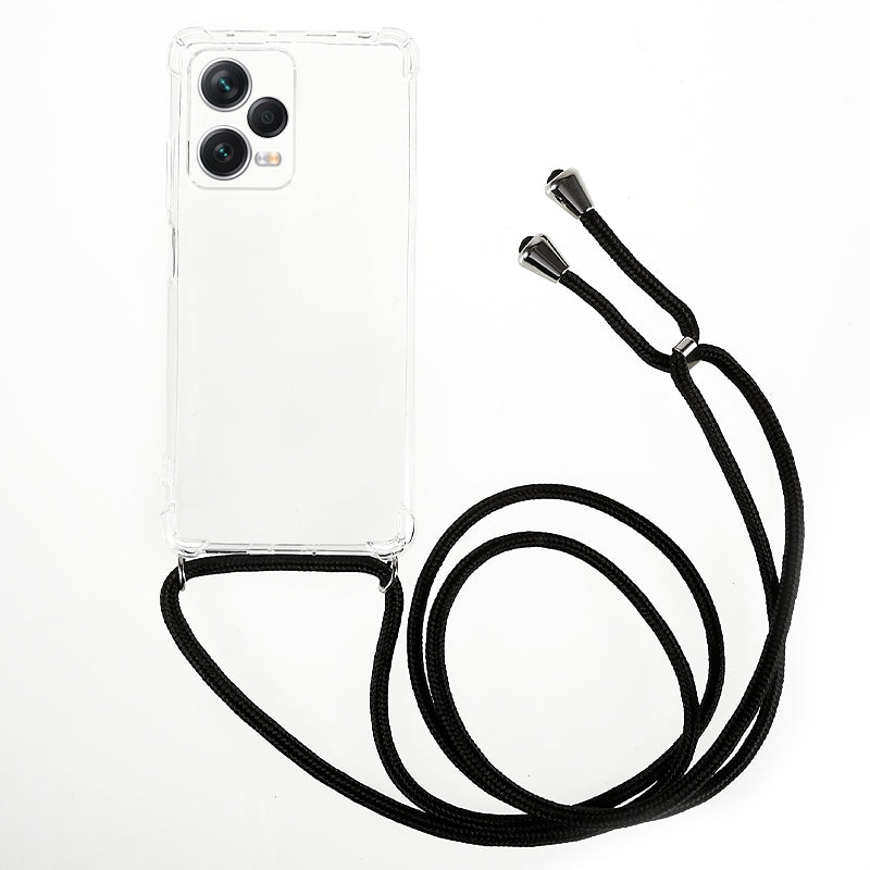 For Xiaomi Redmi Note 12 Pro+ 5G TPU Phone Case Transparent Reinforced Corners Phone Cover with Lanyard