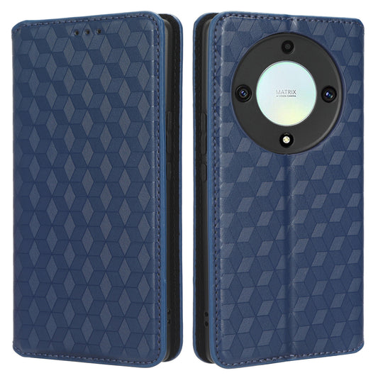 For Honor X9a 5G / X40 5G / Magic5 Lite 5G Phone Leather Case Wallet Stand Imprinted Rhombus Pattern Phone Cover