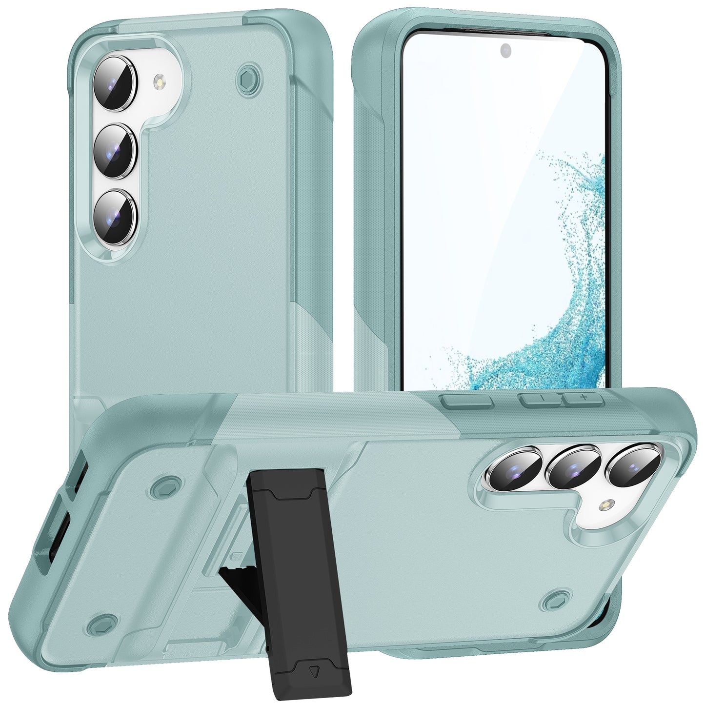 Anti-scratch Phone Cover For Samsung Galaxy S23 , Kickstand PC+TPU Protective Mobile Phone Case