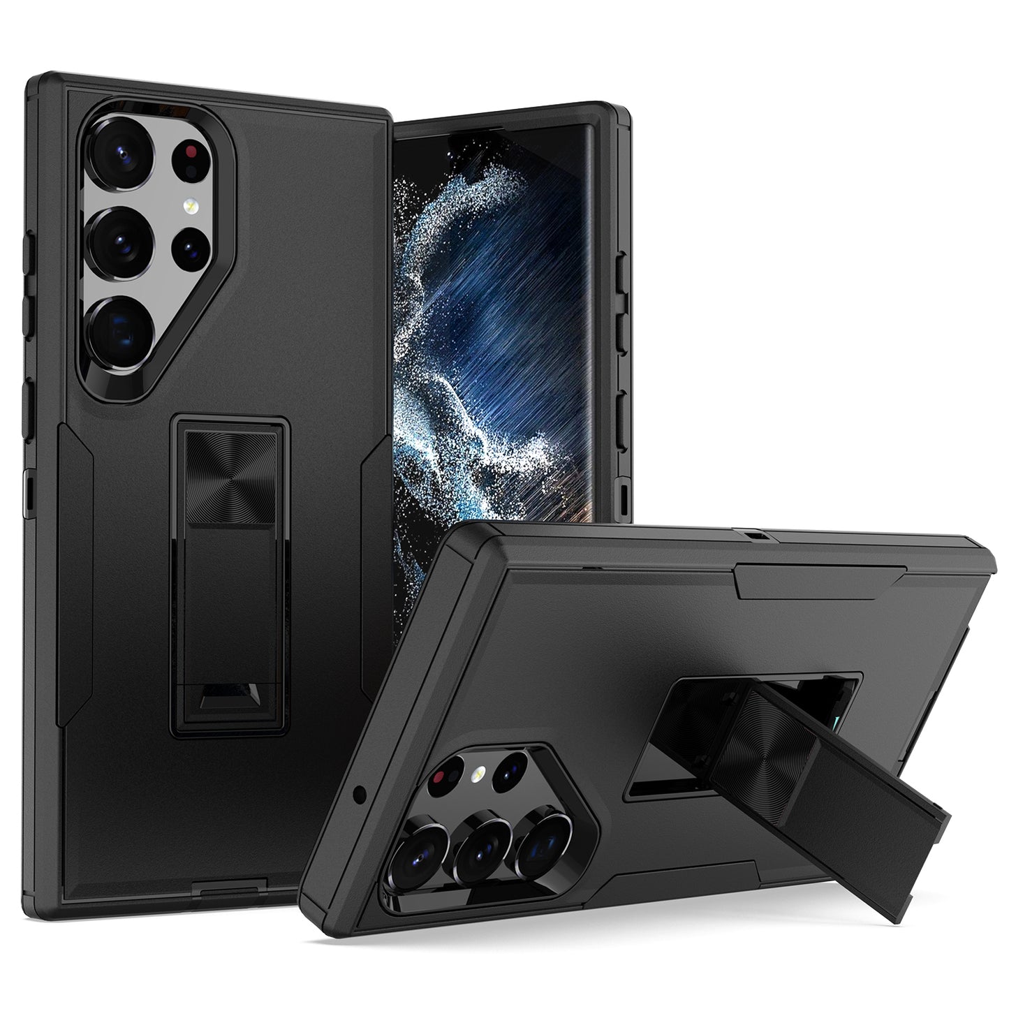 For Samsung Galaxy S23 Ultra Kickstand Drop-proof Cover PC+TPU Phone Case Support Magnetic Car Phone Holder
