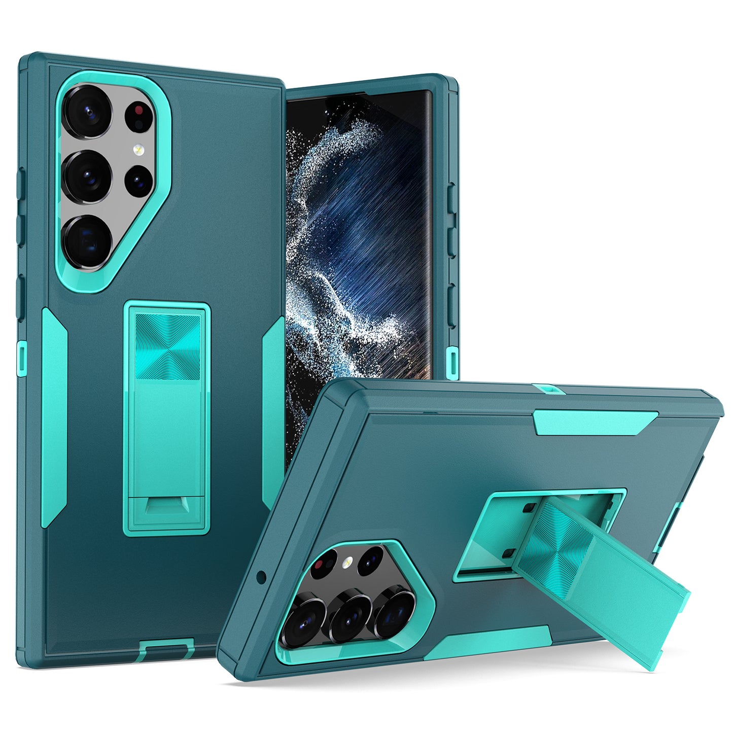 For Samsung Galaxy S23 Ultra Kickstand Drop-proof Cover PC+TPU Phone Case Support Magnetic Car Phone Holder