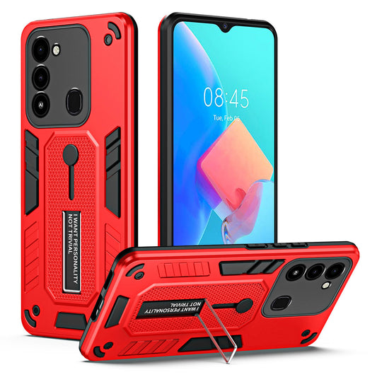 For Tecno Spark 8C 4G / 9 4G / Go 2022 Protective Back Cover Hidden Kickstand PC + TPU Anti-drop Phone Case