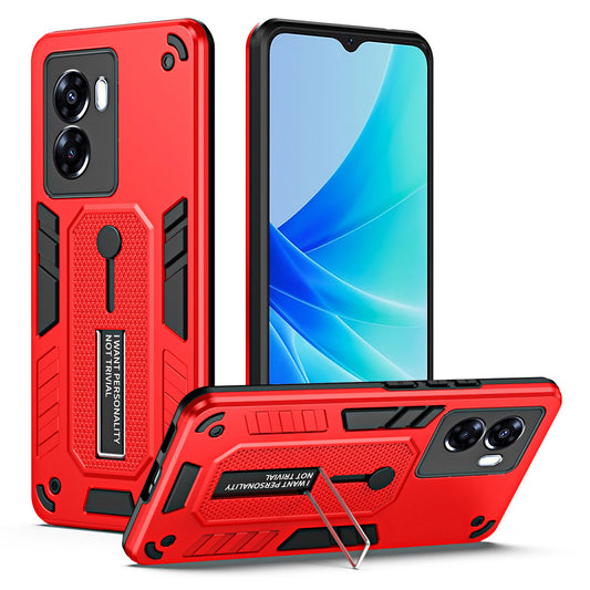 For Oppo A57 4G / A57s 4G / A77 4G / A77s 4G / A57e 4G Hidden Kickstand Phone Case PC + TPU Shockproof Back Cover
