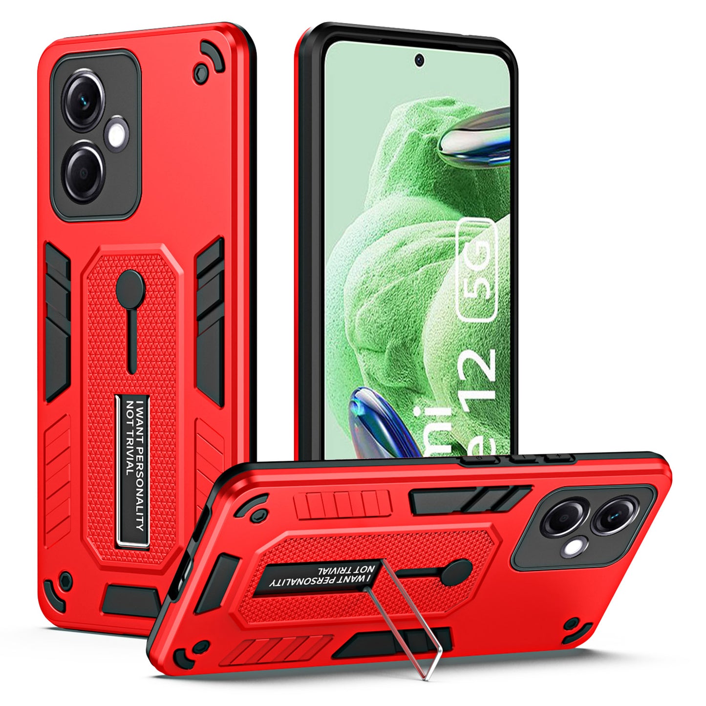 For Xiaomi Redmi Note 12 5G (India) / Poco X5 5G Kickstand Phone Case Finger Ring Strap PC+TPU Cover