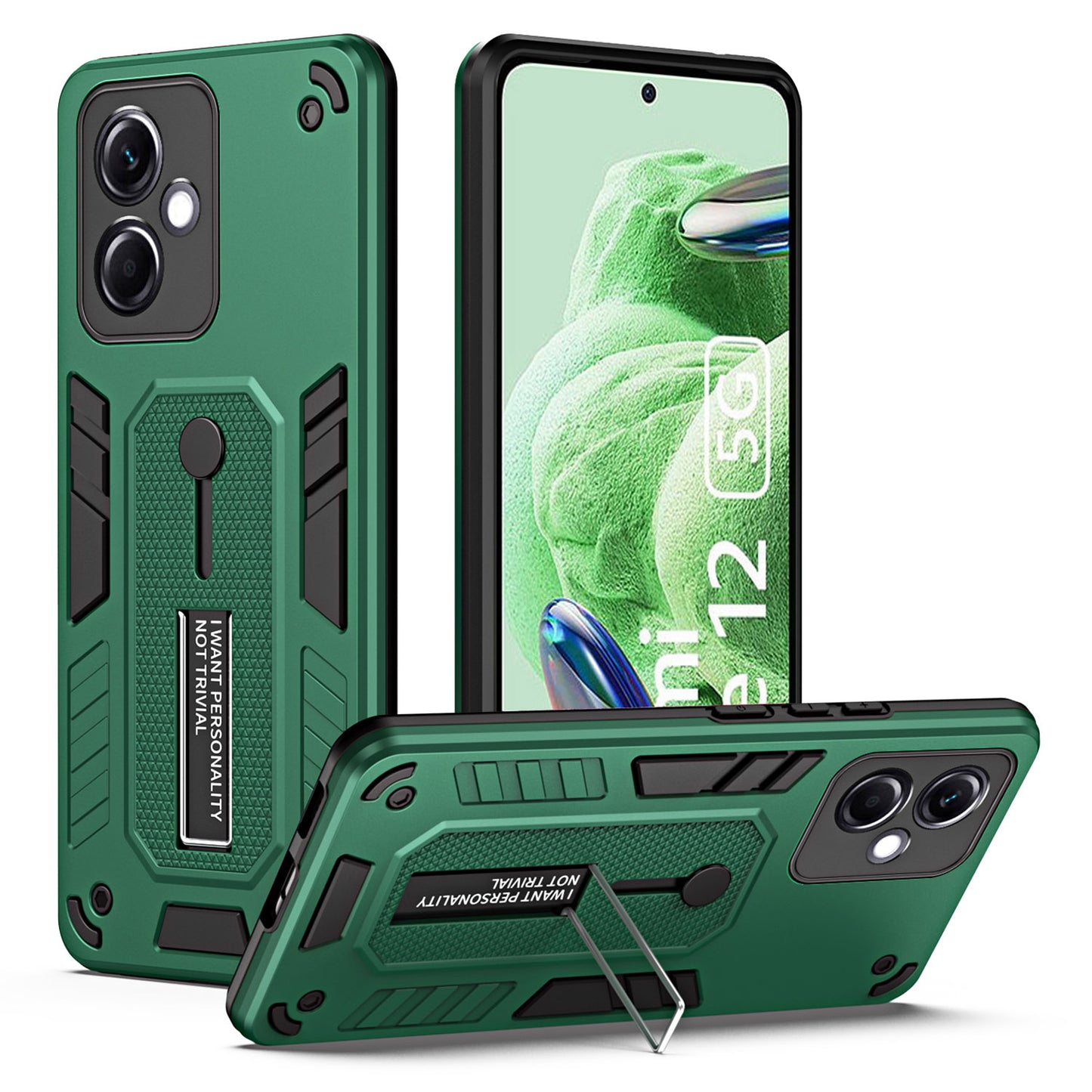 For Xiaomi Redmi Note 12 5G (India) / Poco X5 5G Kickstand Phone Case Finger Ring Strap PC+TPU Cover