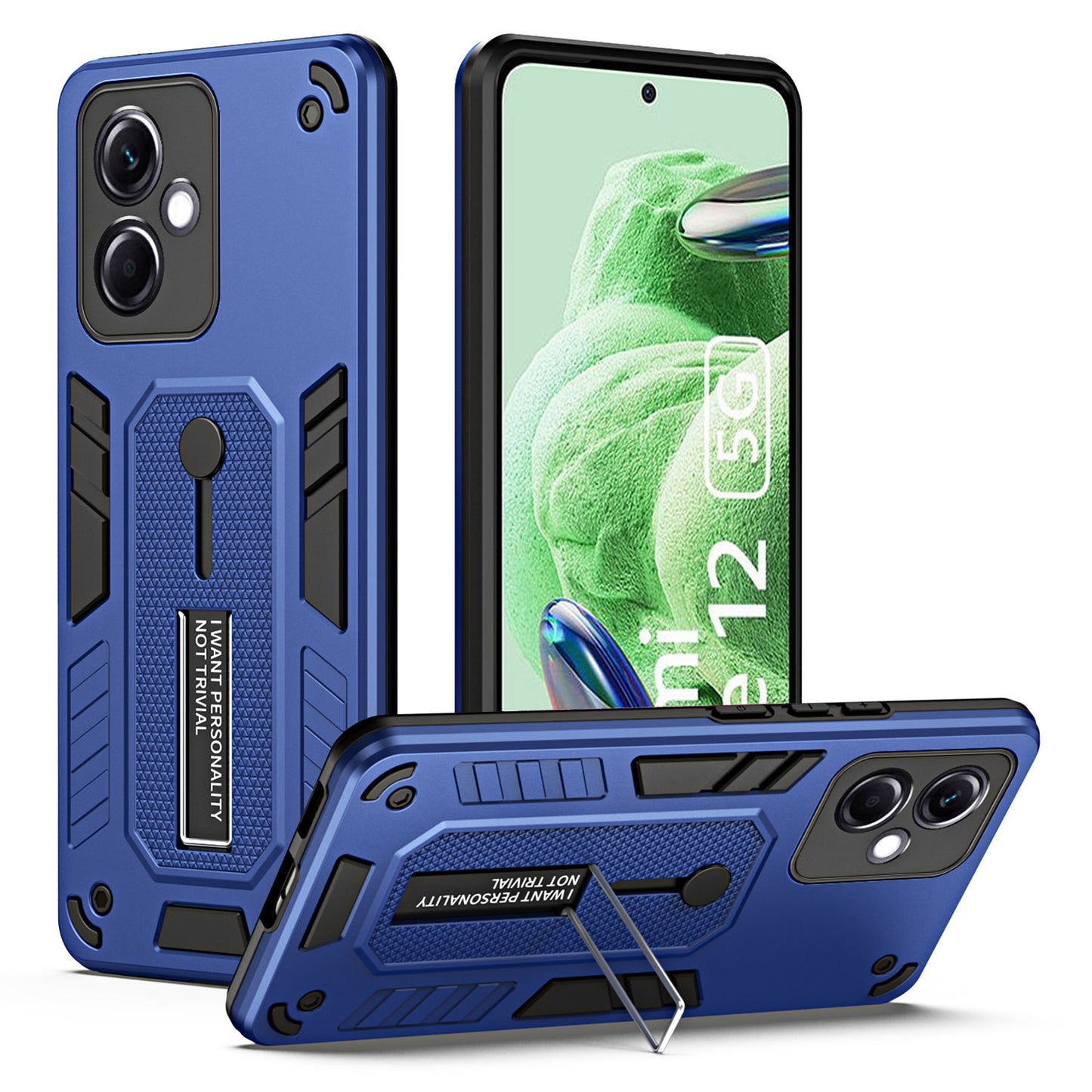 For Xiaomi Redmi Note 12 5G (India) / Poco X5 5G Kickstand Phone Case Finger Ring Strap PC+TPU Cover