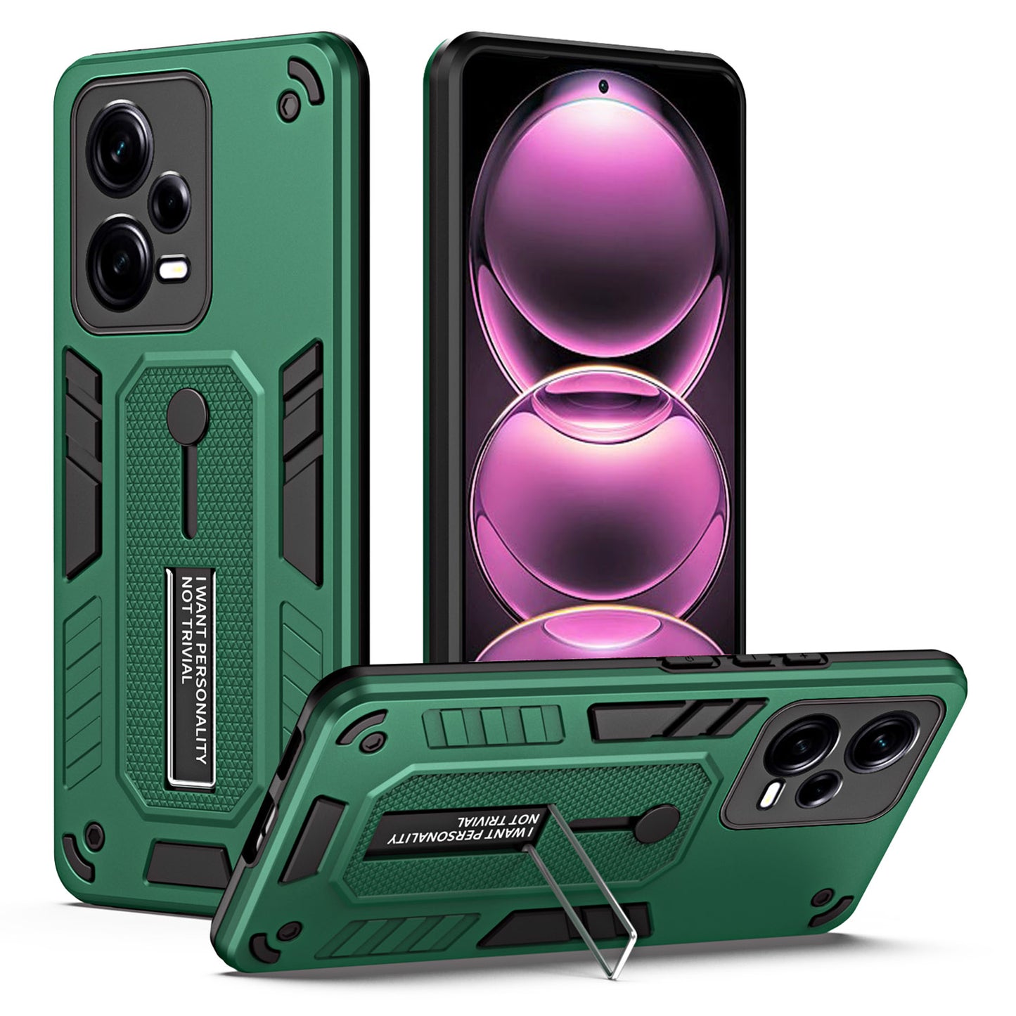 For Xiaomi Redmi Note 12 Pro 5G Phone Kickstand Case PC+TPU Protective Phone Cover