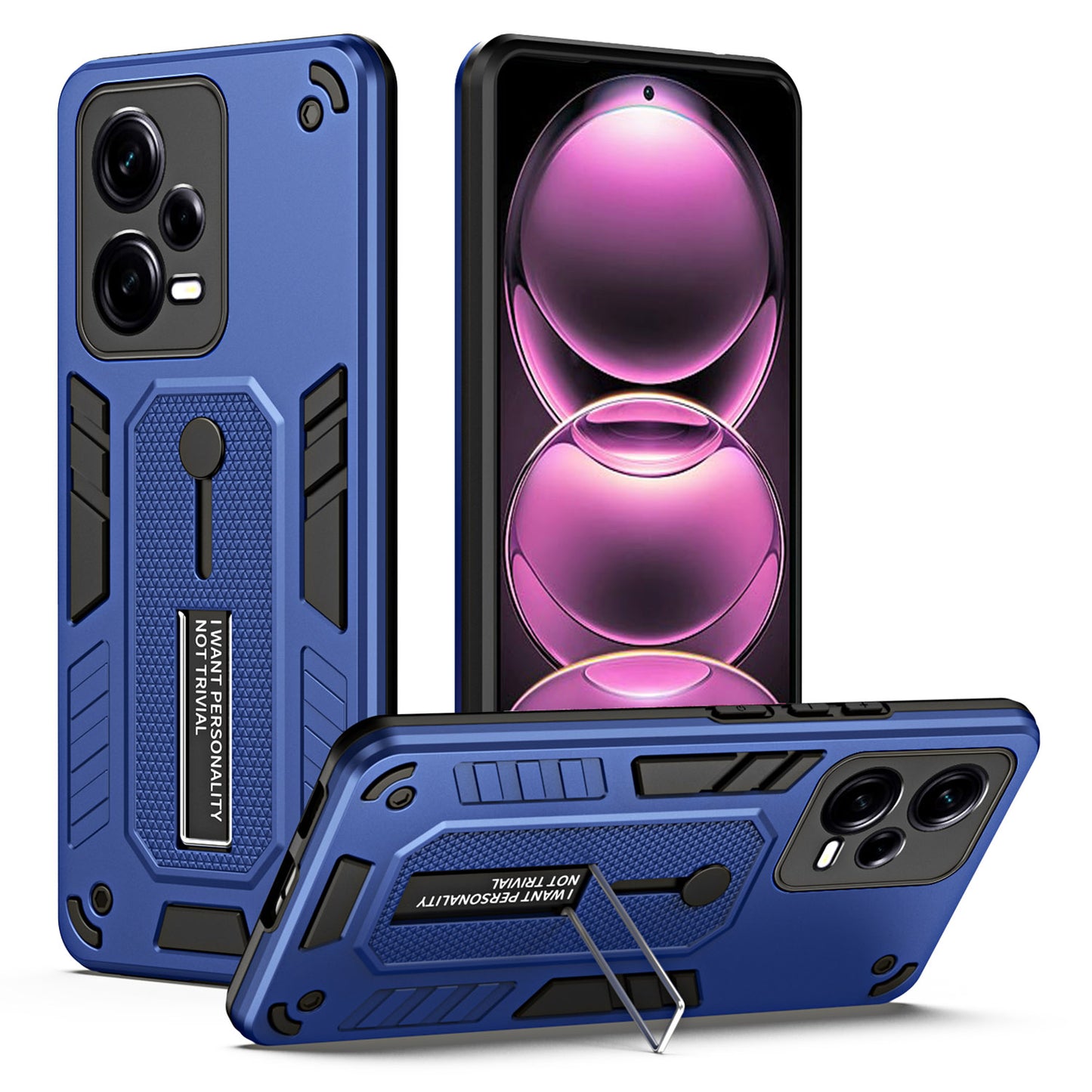 For Xiaomi Redmi Note 12 Pro 5G Phone Kickstand Case PC+TPU Protective Phone Cover
