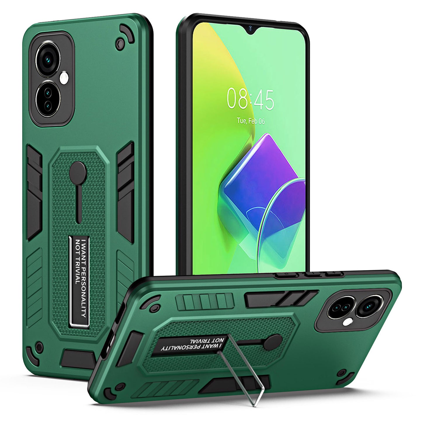 For Tecno Spark 9 Pro 4G PC+TPU Phone Case Metal Kickstand Mobile Phone Cover
