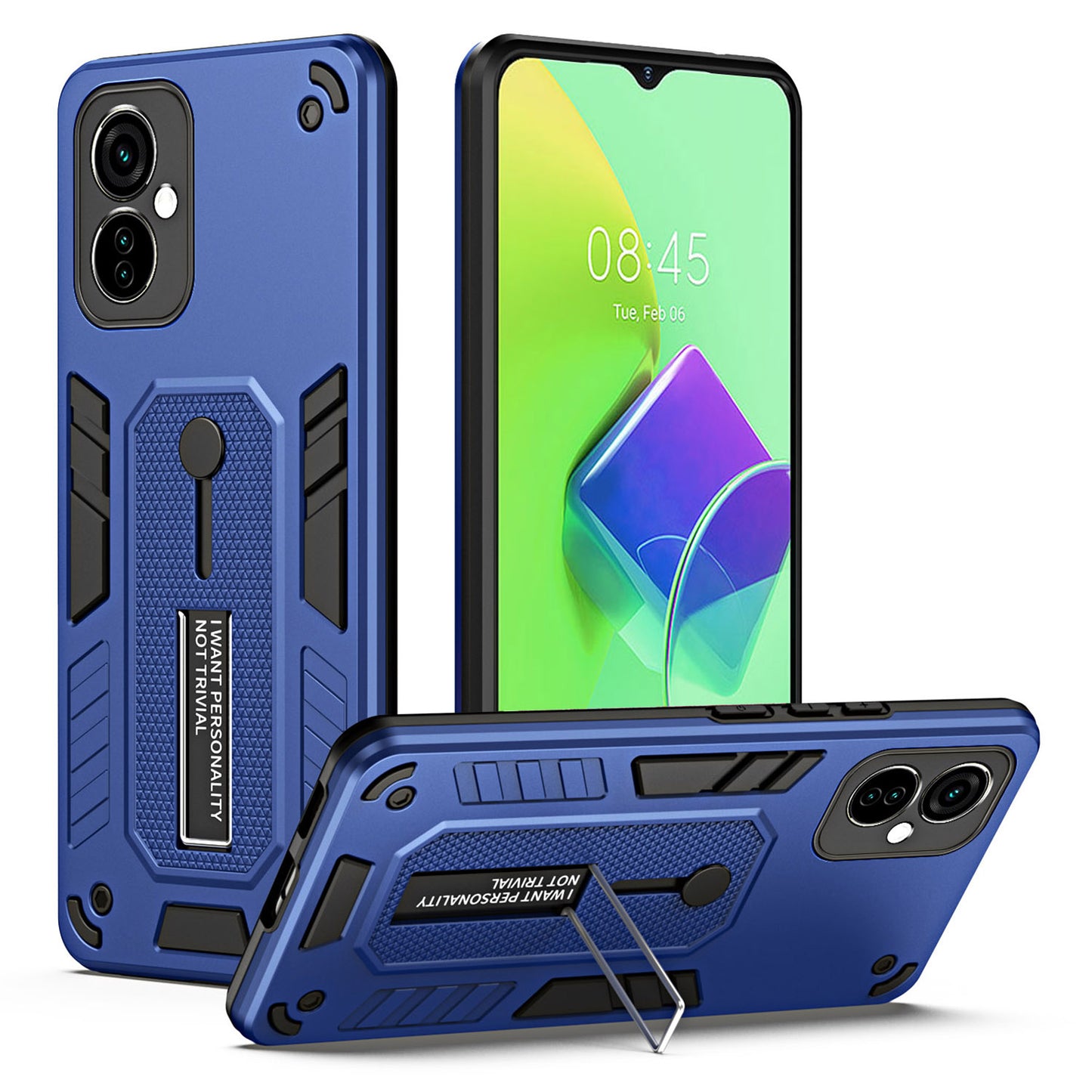 For Tecno Spark 9 Pro 4G PC+TPU Phone Case Metal Kickstand Mobile Phone Cover