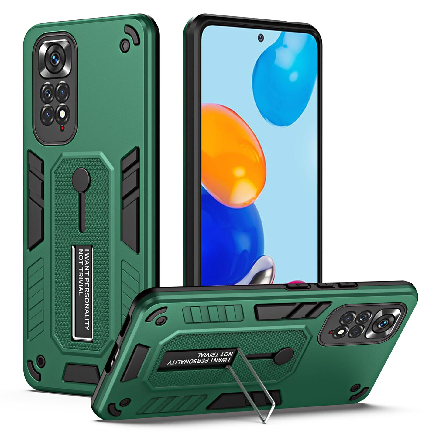 For Xiaomi Redmi Note 11 4G (Qualcomm) / Note 11S 4G Kickstand Phone Case PC + TPU Finger Ring Back Cover