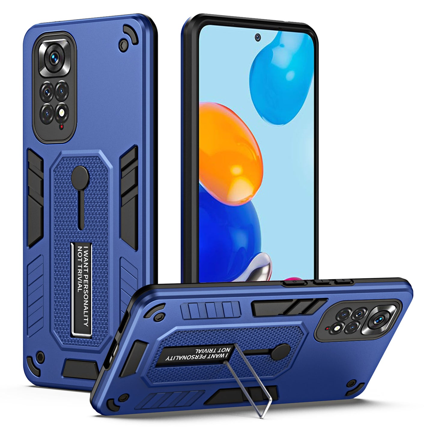 For Xiaomi Redmi Note 11 4G (Qualcomm) / Note 11S 4G Kickstand Phone Case PC + TPU Finger Ring Back Cover