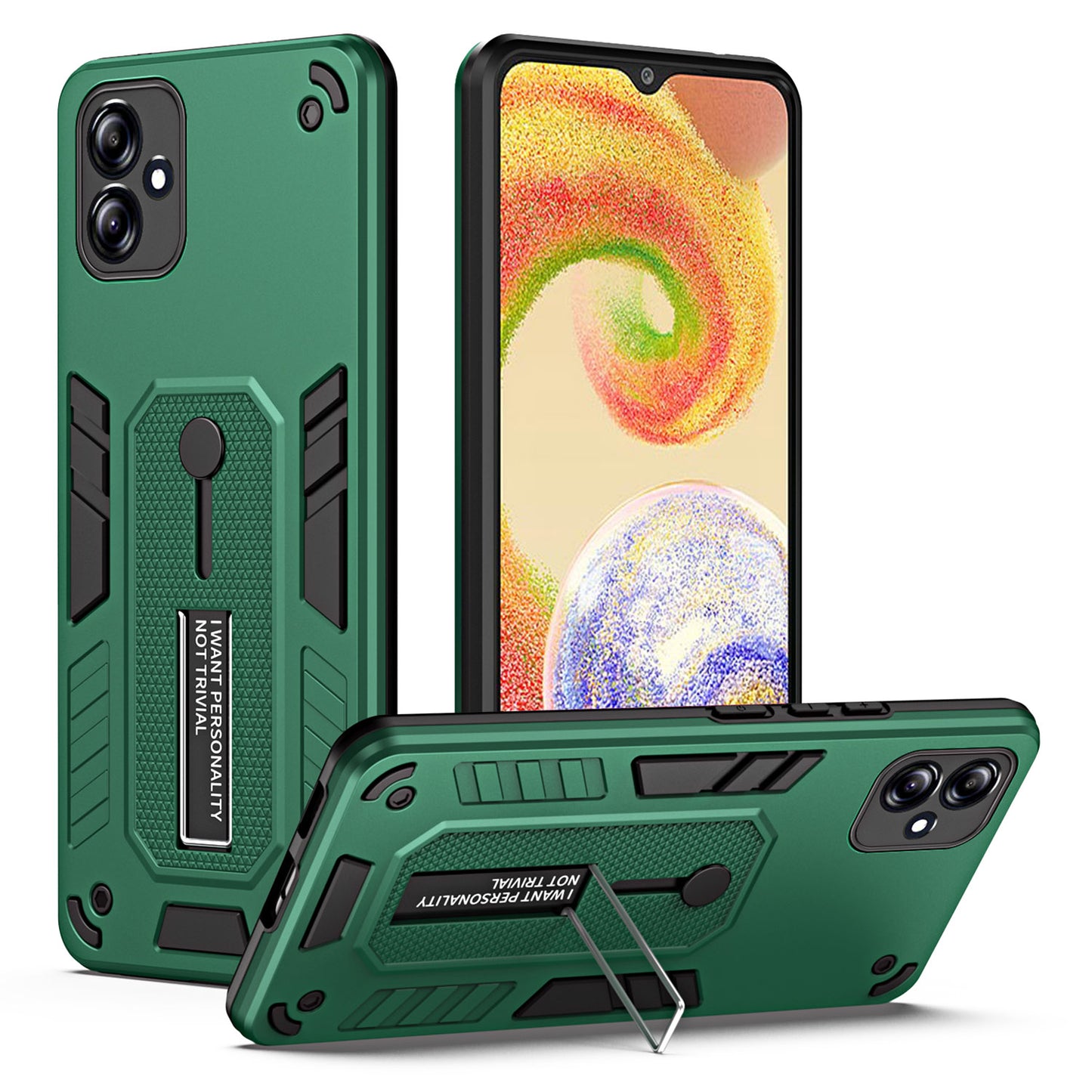 TPU + PC Phone Case for Samsung Galaxy A04 4G (164.4 x 76.3 x 9.1 mm) , Kickstand Protective Phone Cover