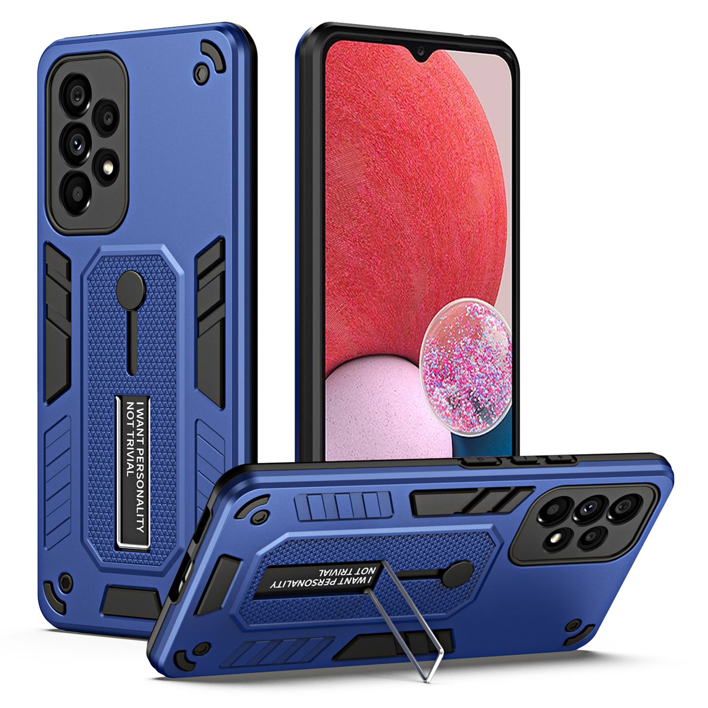 Shockproof Phone Case Kickstand For Samsung Galaxy A13 4G , PC + TPU Non-slip Smartphone Cover